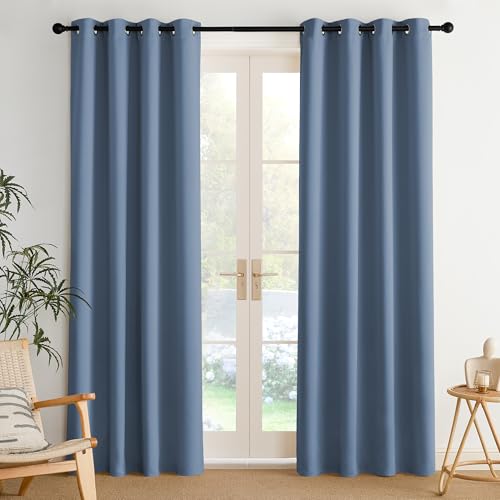 Image of NICETOWN Room Darkening Draperies Curtains Panels, 2 Panels Stone Blue W52 x L84