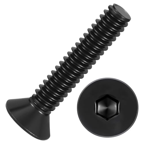 Kozelo 20Pcs Flat Head Socket Cap Screws - [#10-24 x 1], Carbon Steel Countersunk Bolts, Black, for Automotive, Furniture Repair, Industrial Equipment & Temporary Fixes