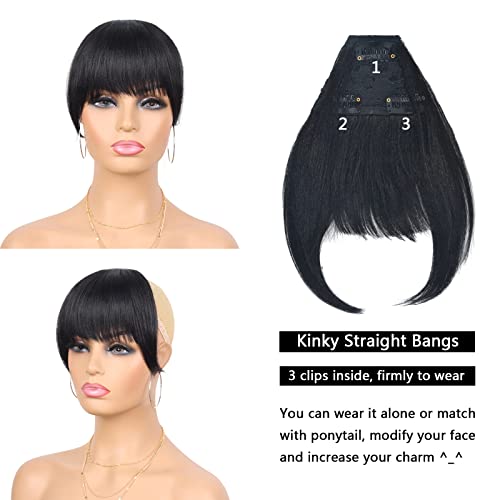 G&T Wig G&T Yaki Drawstring Ponytail Extension With Bangs - Long Yaki Straight Clip In Ponytails Extension For Black Women Synthetic Hairpiece For Daily Party Use thumb #5