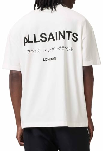 T-shirt bawełniany AllSaints UNDERGROUND kolor biały z nadrukiem M071PB