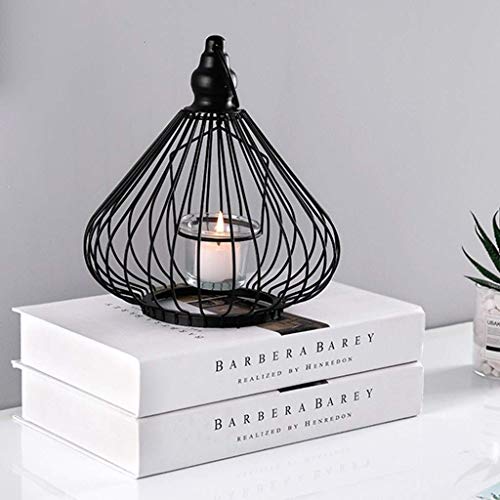 Zlxdp Candlestick- Design Black Metal Wire Candle Holder With Dancing Flame Candle Ecorative Candle Lanterns #TOP1