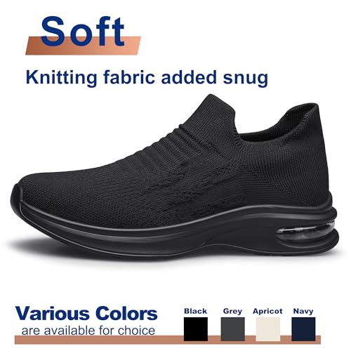 Mens Walking Shoes Slip on Lightweight Comfortable Running Shoes Workout Tennis Athletic Gym Sneakers Black Size 14 by YHOON - Used condition - Image 4