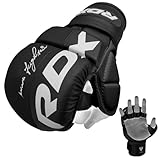 RDX MMA Sparring Gloves Martial Arts, Muay Thai, Kickboxing, Ventilated Open Palm for Grappling, Karate Mitts for Adults