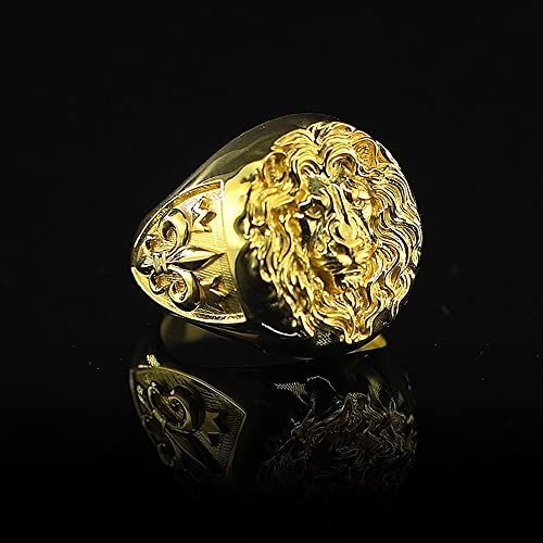 14K Gold Lion Head Signet Ring | 18K Gold Wild Animal Beast Solid Band Ring | 10K Gold Handmade Custom Men Women Gift Jewelry #TOP4