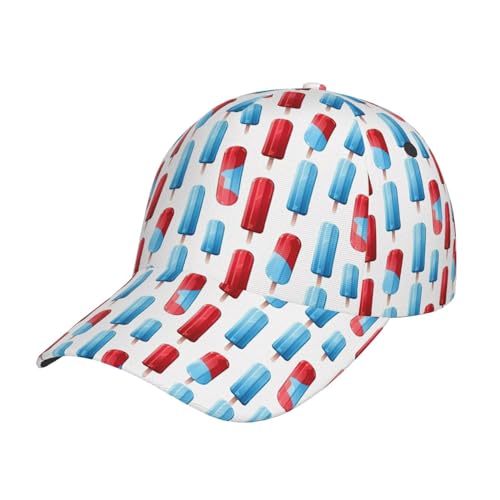OTIQTI ART 4th of July Casquette de baseball patriotique pour homme et femme pour camionneur, cyclisme, golf, sport, course à pied, Motif patriotique du 4 juillet Rouge Bleu Popsicle Noir 5, taille