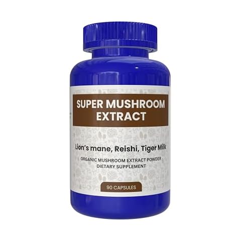 AZ Biotech Super Mushrooms Extract, 3 Mushrooms, Lion’s Mane, Reishi, Tiger Milk,Immune Support Supplement Cover
