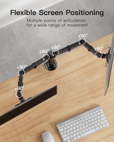 Image of HUANUO Dual Monitor Mount for 2 Monitors up to 32 inches, Heavy Duty Dual Monitor Stand Holds up to17.6lbs, Dual Monitor Arm with Height Adjustable Tilt Swive Rotate, VESA Hole 75mm or 100mm