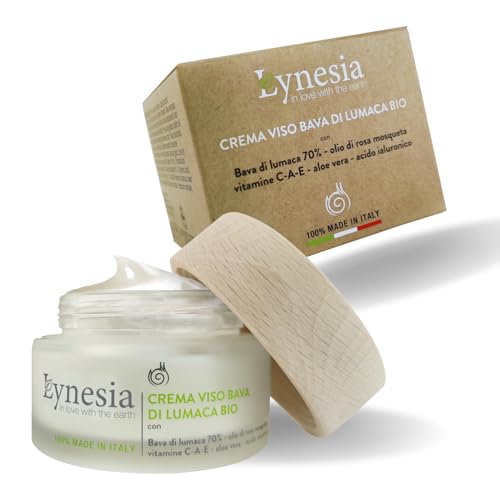 Lynesia Crema Viso Bava Di Lumaca Pura 70% E Acido Ialuronico - Antirughe Antimacchie Rigenerante, Per Macchie Pelle, Acne E Cicatrici, Nutriente Uomo