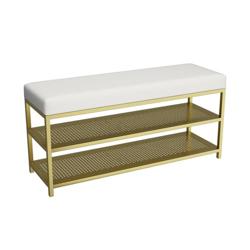 Étagère à chaussures à 2 niveaux compacte et banc de rangement d'entrée design