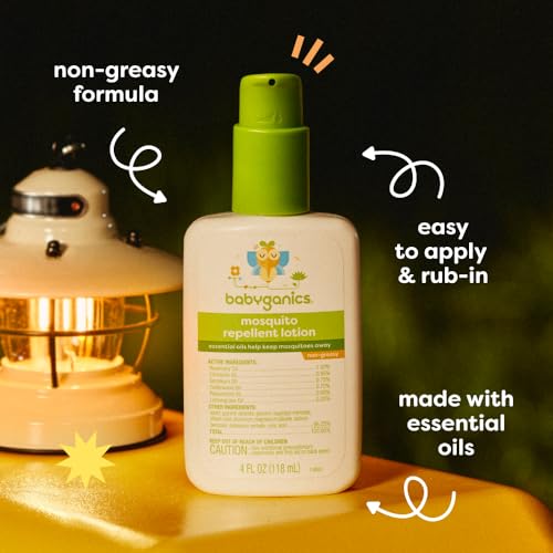Image of Babyganics Mosquito Repellent Lotion, Made with Plant and Essential Oils, Non-Greasy, 4 Fl Oz (Pack of 6)