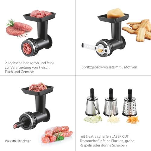 Foto von GEFU Fleischwolf & Trommelreibe Transforma - Set mit Spritzgebäckvorsatz