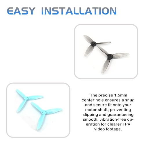 HOPLEX 16PCS GEMFAN 3016 3-Blade 3 inch Propeller w/1.5mm Hole for 1103-1308 Brushless Motor for FPV Racing Toothpick Quadcopter Drone(Gray+Blue) by HOPLEX - Image 6