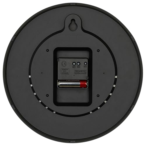 TFA Dostmann Analoge Funk-Wanduhr, 60.3550.01, praezise Anzeige, klassisch, analog, Glasabdeckung, für Wartezimmer, zu Hause, leichtes Ablesen, 245 x 245 x 42 mm, schwarz