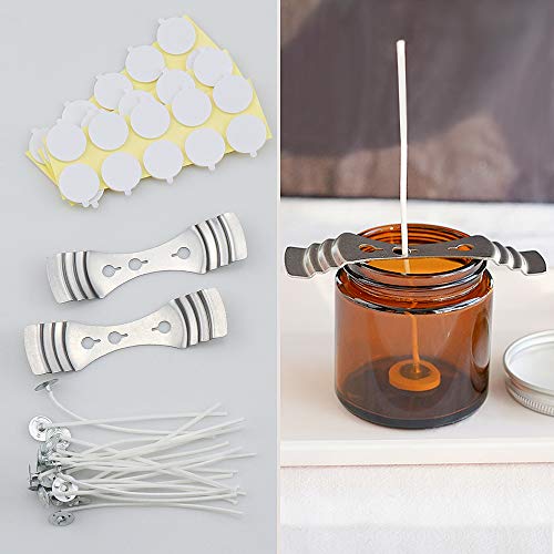 Hysagtek 312 Pieces Candle Wicks For Candle Making, Candle Wick Stickers 2Mm, 150 Pieces Candle Wick, 8 Inch, 6 Inch, 3.5 Inch, 2 Pieces Candle Wick Centering Device, Candle Making Supplies #TOP2