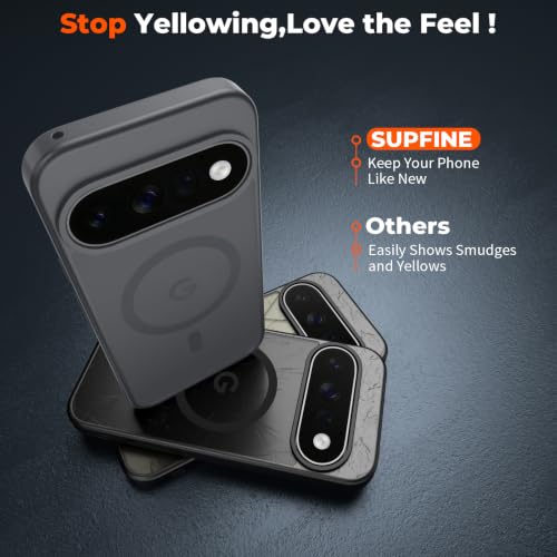 Image of SUPFINE Magnetic for Google Pixel 11 Pro Case - Titanium Gray | With Screen Protector,Translucent Matte,Built-in Magnets,Military Grade Drop Protection,Shockproof Phone Cover