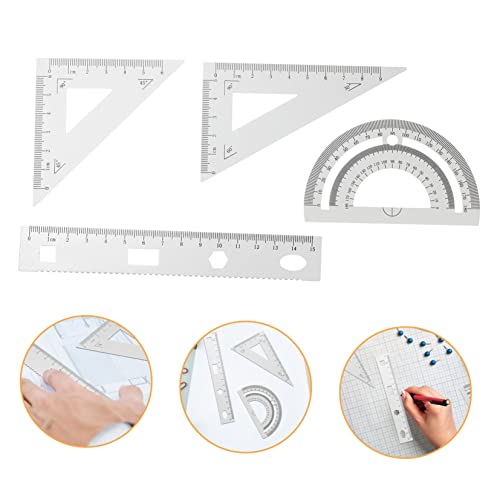 VILLCASE 1 Conjunto 4Pcs Réguas Para Crianças Régua Transferidor Conjunto De Régua Transferidor De M