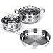 Mzxun. Zestaw naczyń Kuchnia Ze Stali Nierdzewnej Garnek Zupa Kupna Bezpieczna Zagęszczona Patelna Patelna Rondel ze szklaną pokrywką 3 sztuk/zestaw