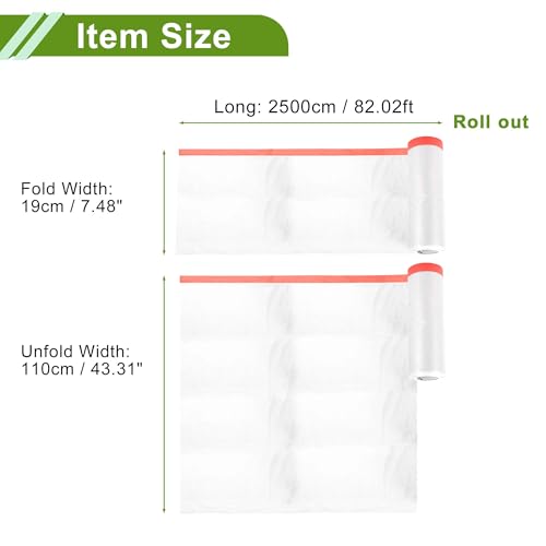 Image of Pre-Taped Masking Film Plastic Cover PE Film Masking Paper 1 Pc 2500x110cm / 82.02ftx43.31 inch White Red