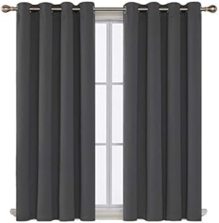 Deconovo Thermal Insulated Blackout Curtain for Bedroom 52 by 63 Inch Dark Grey