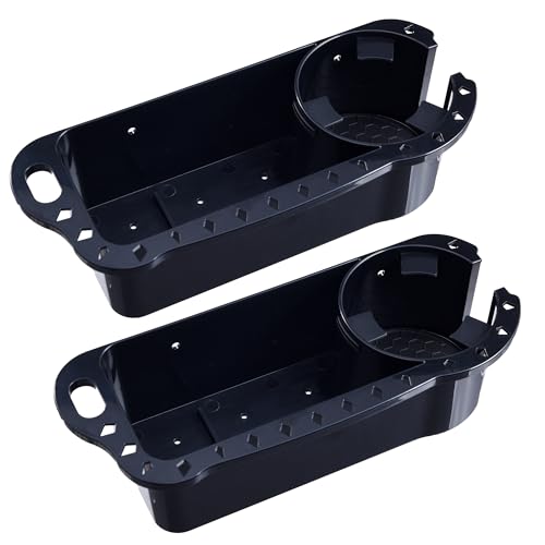 YOQVQOY 2 Pack Boat Caddy Organizer, Marine Cup Holder Drink Holder Storage Accessories Universal for Pontoon Jon Boat Bass Boat Fishing Boat, Black