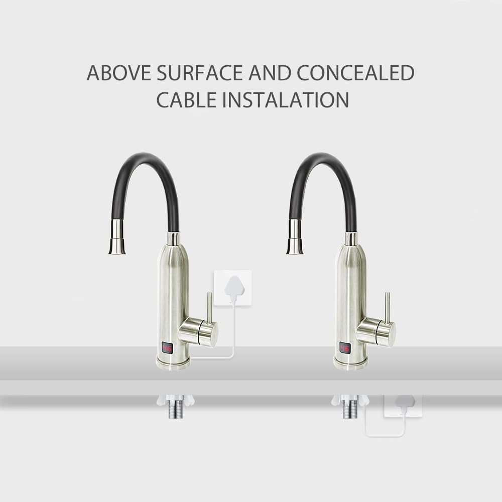 HOGART Grifo Eléctrico Con Calentador de Agua 230V - Para Cocina, Jardín, Baño, Caravana, Camping - Calentador Inteligente Instantáneo