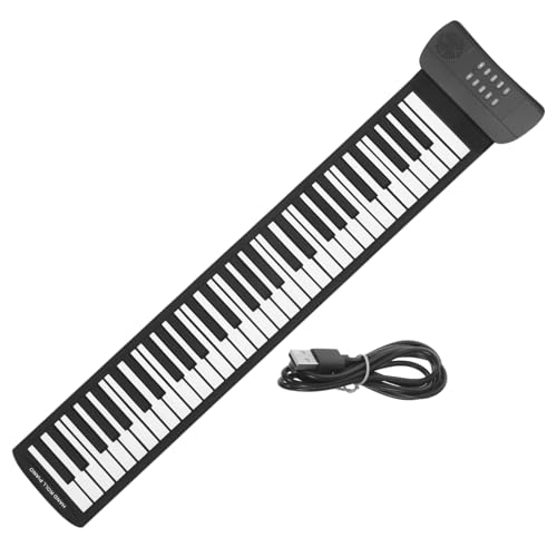 Wakauto Electronic Digital Music Piano 61 Keys Roll up Piano Boys and Girls Keyboard Battery External Power Cable