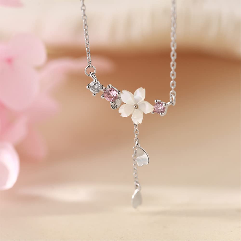 ANENJERY collana di perle Color argento per donna semplice temperamento nappa collana regolabile catena clavicola gioielli