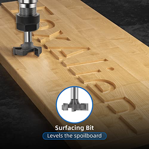 Image of FoxAlien 1 /4 inch Shank CNC Router Bit Essential Kit Includes 1 /4 inch ER11 Collet, V-bit, End Mills, Chamfering Bit for Woodworking MDF Resin Carving Lettering Sign Making