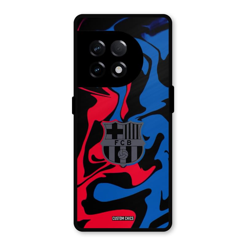 Image of PrintShield FC Barcelona Comic Back Cover for Oneplus 11R, Shockproof Printed Phone Case with Soft TPU Sides & Anti-Slip Grip