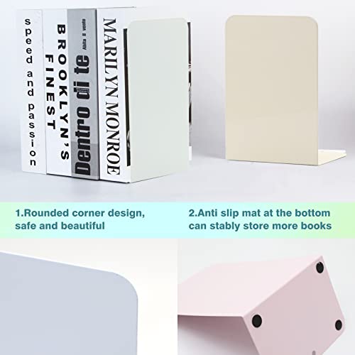 Zyners Metal Bookends,4 Pairs/8 Pieces Heavy Duty Bookends For Shelves Heavy Books, Anti-Slip Design Book Stopper For Magazines, Dvds, Kids, Girls(8 X 5.3 X 4 Inches) #TOP2