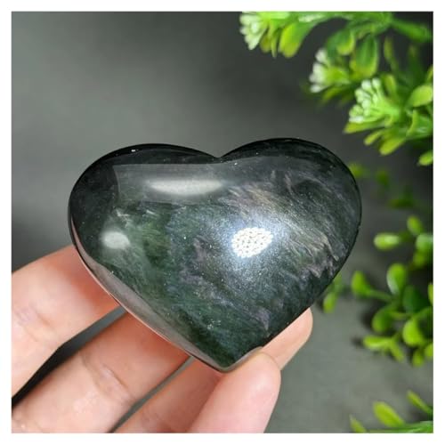 Cuarzo en forma corazón de obsidiana arcoíris tallado a mano con acabados finos 2