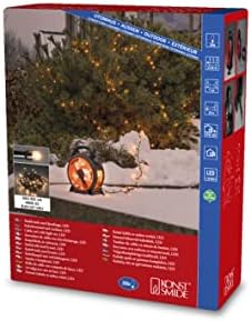 Konstsmide Micro LED Cable Reel Christmas Fairy Lights/Outdoor or Indoor (IP44) Plug in / 200 Warm White Diodes/Black Cable String Lights