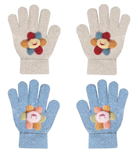 2 Paires Gant Enfant,Magiques Gants Tricotés,Gants Tricotés pour Enfants,Gants full Finger Enfants,Tricotés Gants Chauds D'Hiver,Gants full Finger Enfants,Gants Enfant Hiver(B) Cover