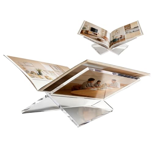 Cornice a croce in acrilico: leggio a forma di X, in acrilico trasparente, adatto per bibbia chiusa, corano, arte, libri di testo e riviste