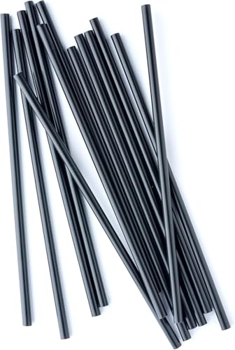 Sugarcane Straws Flexible Black Drinking Straws for Smoothies Milkshakes Juice Parties Kids Travel Home Bars Events (50 Black Straight)