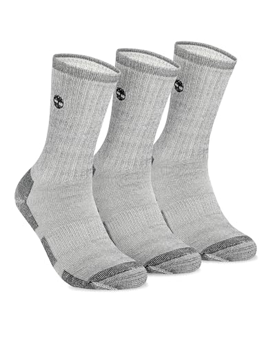 Timberland Men's Wool, Hiking, Winter, Thermal Boot, Full Cushioned Crew Socks with Arch Support