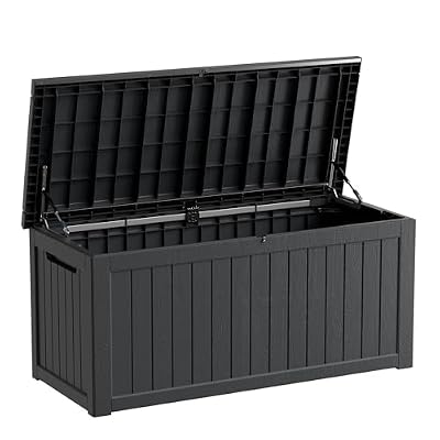 TARKARI 230 Gallon Resin Deck Box, Waterproof Outdoor Storage Box, Lockable for Patio Furniture, Garden Tools, Pool Accessories, UV-Resistant for All Weather Use, Black