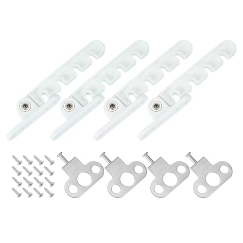 sourcing map Window Restrictor Latch Window Safety Lock Stopper, Limit Stay Adjustable Casement Window Limiter with 5 Slots for Inward Opening Window, White (4 Set, 43mm)