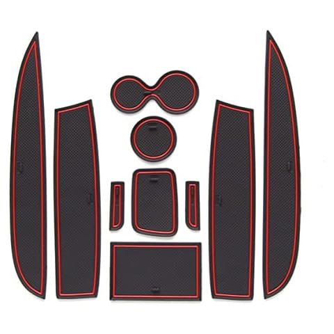 SHAOHAO Compatible with Renault CLIO 4 2013 2014 2015 2016 2017 2018 right-hand 10 pieces Non-Slip Mats,Rubber Mats for Centre Console Armrest, Cup Holder, Door Seam (Red)… Cover