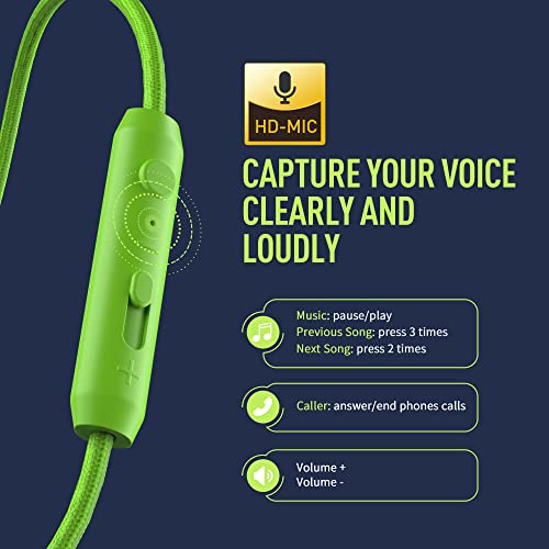 Ailihen C8 (Upgraded) Headphones With Microphone And Volume Control Folding Lightweight Headset For Cellphones Tablets Smartphones Chromebook Laptop Computer Pc Mp3/4 (Blue Green) #TOP2