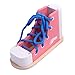 STOBOK Aprende a atar los zapatos con cordones, juguete de madera para atar los zapatos, kit educativo, juguete para niños, color rosa