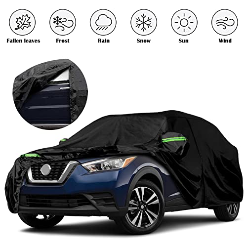 Image of Waterproof Car Covers Replace for 2016-2024 Nissan Kicks, 6 Layers All Weather Custom-fit Car Cover with Zipper Door & Windproof Bands for Snow Rain Dust Hail Protection (Kicks)