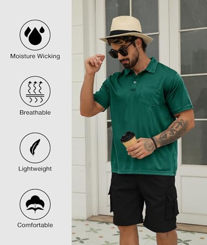 Image of SCODI 5 Pack Mens Pocket Polo Shirts Short Sleeve Golf Casual Work T-Shirt