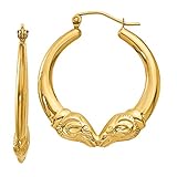 Ram Head Hoop Earrings in 14K Gold, 1'