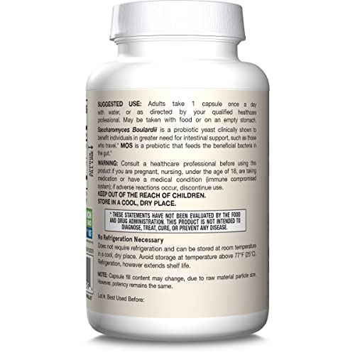 Image of Jarrow Formulas Saccharomyces Boulardii Probiotics + MOS 5 Billion CFU Probiotic Yeast for Intestinal Health Support Gut Health Supplements for Women & Men 180 Veggie Caps, 180 Day Supply,Pack of 12