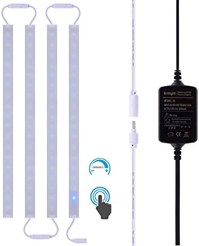 4-Bar 12" Touch Dimmer Rigid LED Strip Light Under Cabinet Linear Backlit Plug-N-Play Kit ( Cool White 6000K )
