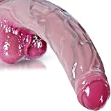Dildo gigante spesso da 5,4 cm con prepuzio, 34 cm extra lungo e realistico non circonciso, silicone a doppia densità, XXXL con ventosa grande, plug anale G-spot, per utenti esperti