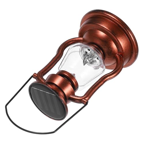 WOONEKY Linterna Solar LED Vintage Portátil para Exteriores Farol de Camping Luz Solar para Mochileros Linterna LED para Exteriores y Decoración Retro Color Cobre