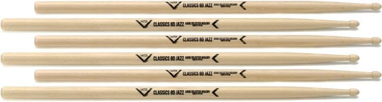 Vater Classics Drumsticks 3-Pack - 8D Jazz - Wood Tip
