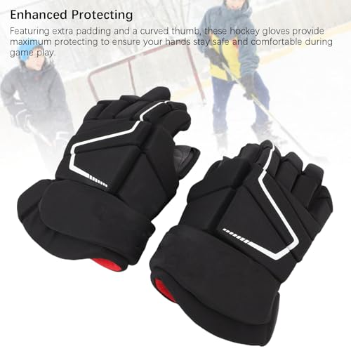 Beufee Hockey Gloves, Ice Hockey Gloves Nylon EVA Foam Protective Breathable Outdoor Multiple Sizes (14inch)